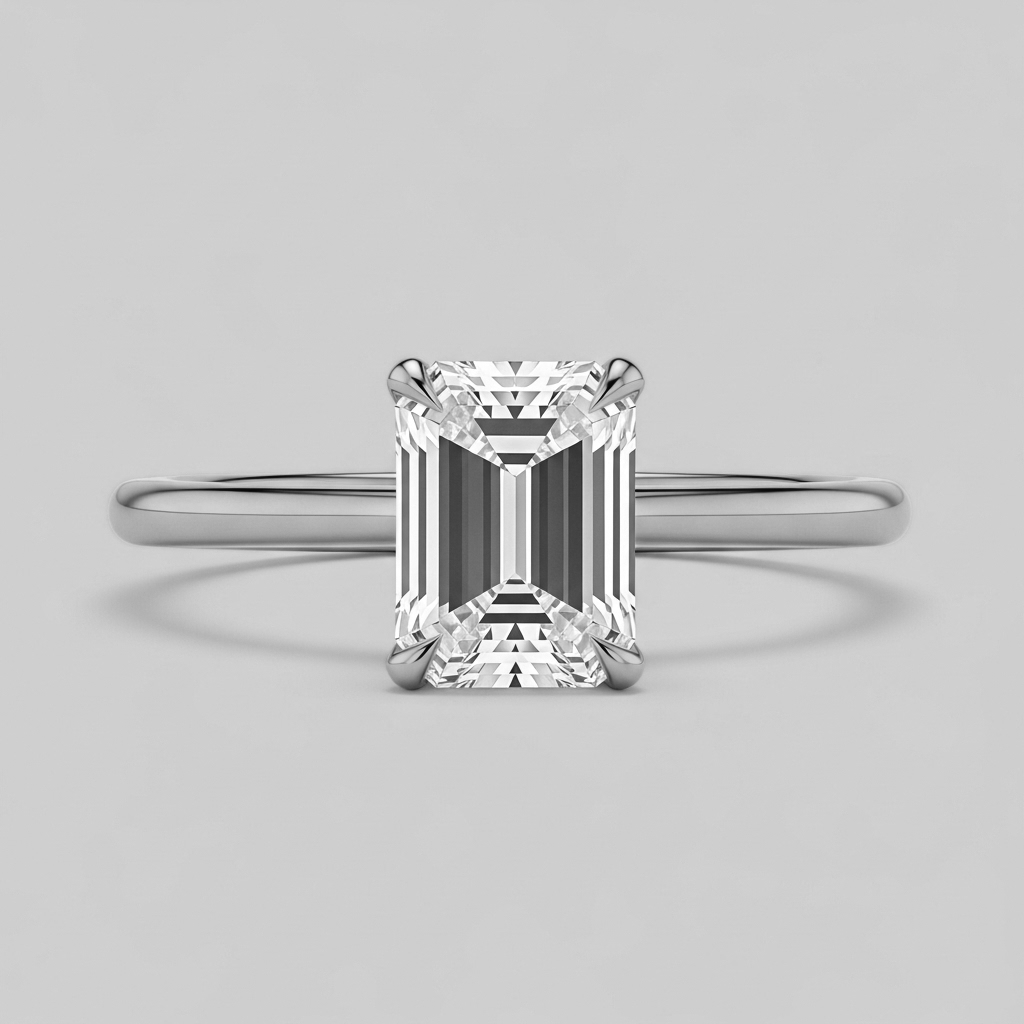 Bague solitaire émeraude simple