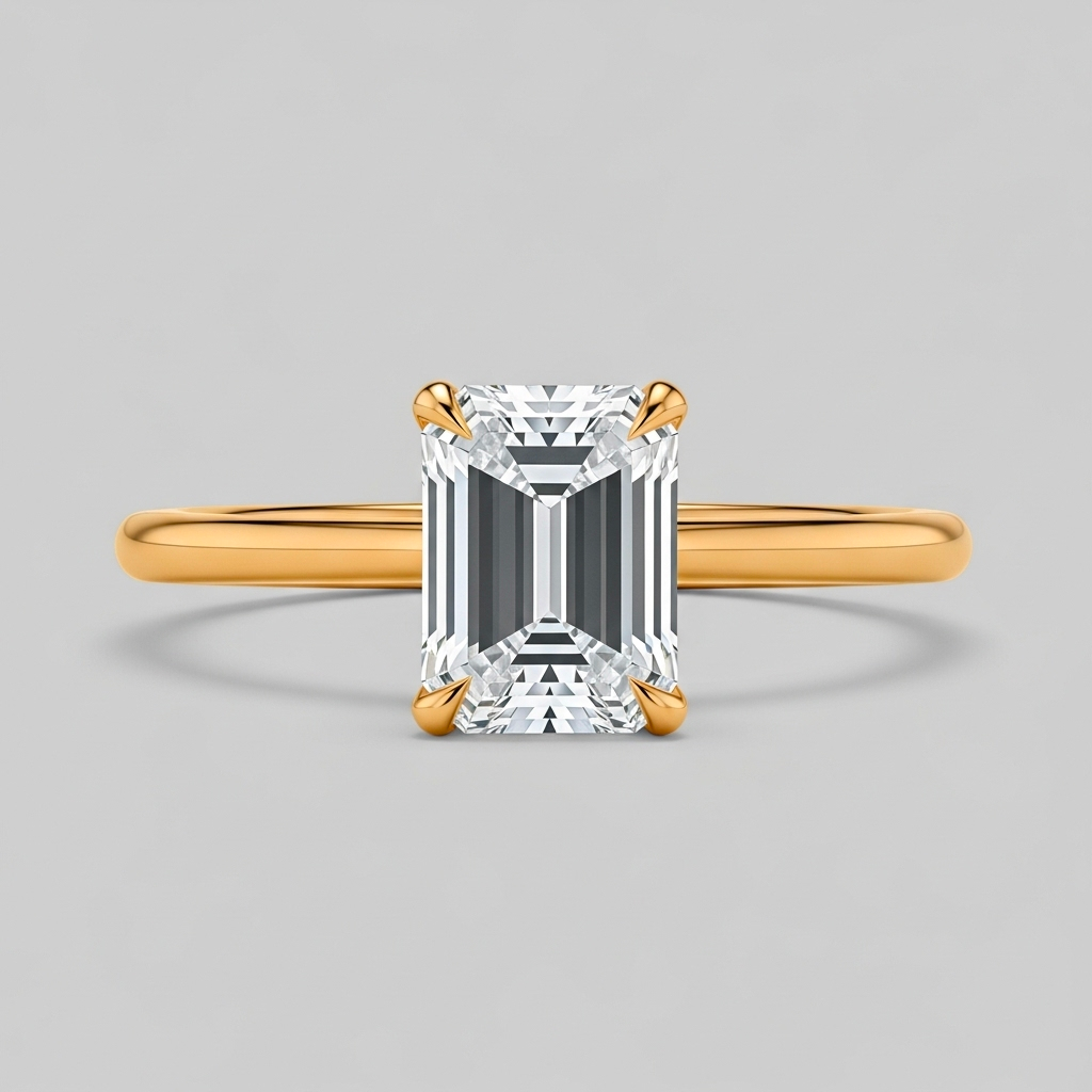 Bague solitaire émeraude simple