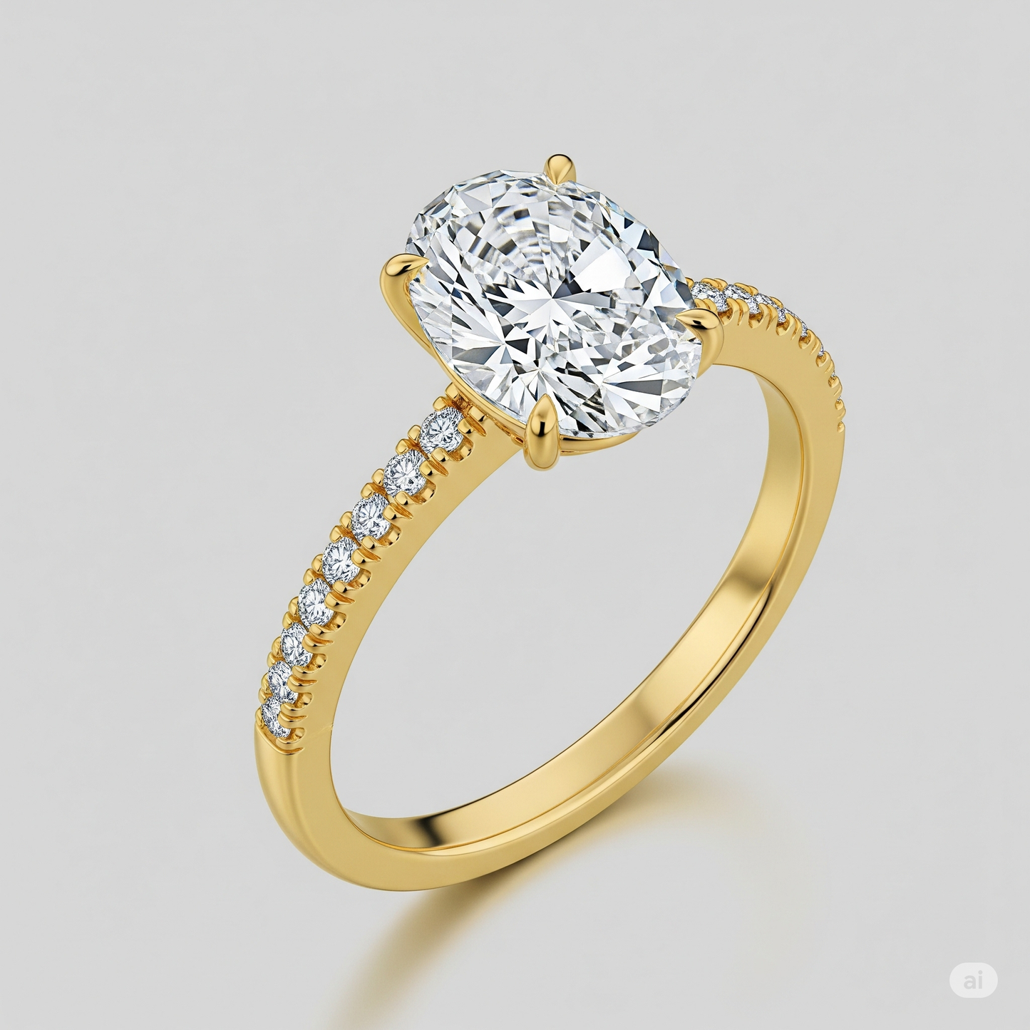 Bague solitaire ovale avec alliance sertie