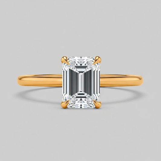 Bague solitaire émeraude simple