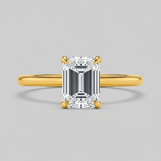 Bague solitaire émeraude simple