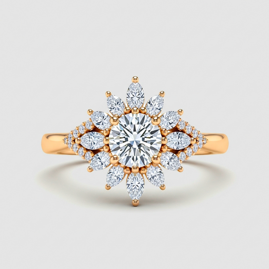 Bague fleur or et diamant