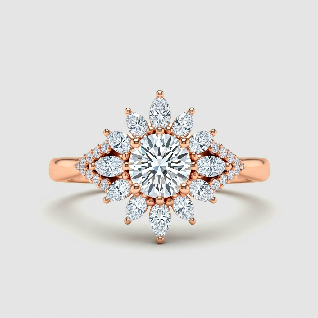 Bague fleur or et diamant