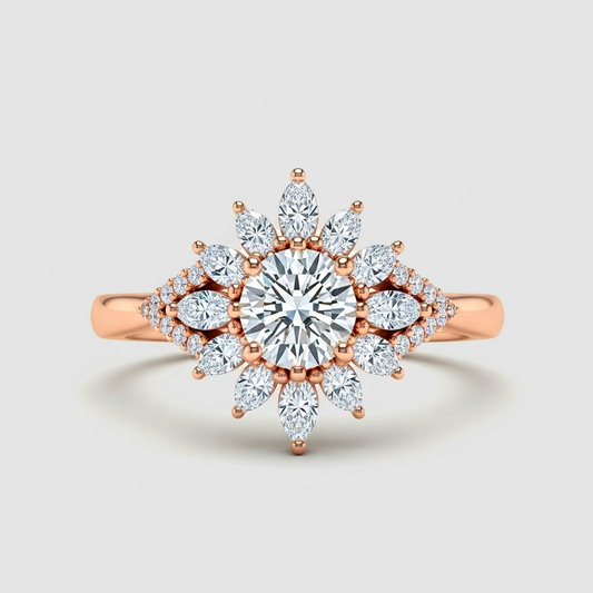 Bague fleur or et diamant