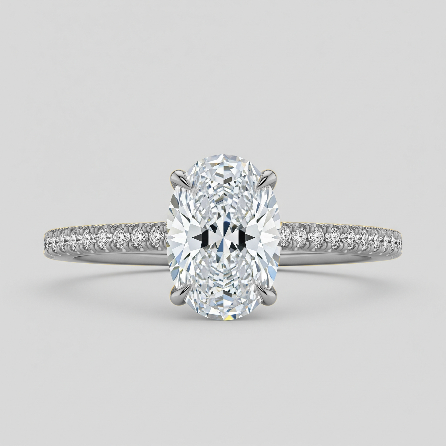 Bague solitaire ovale avec alliance sertie