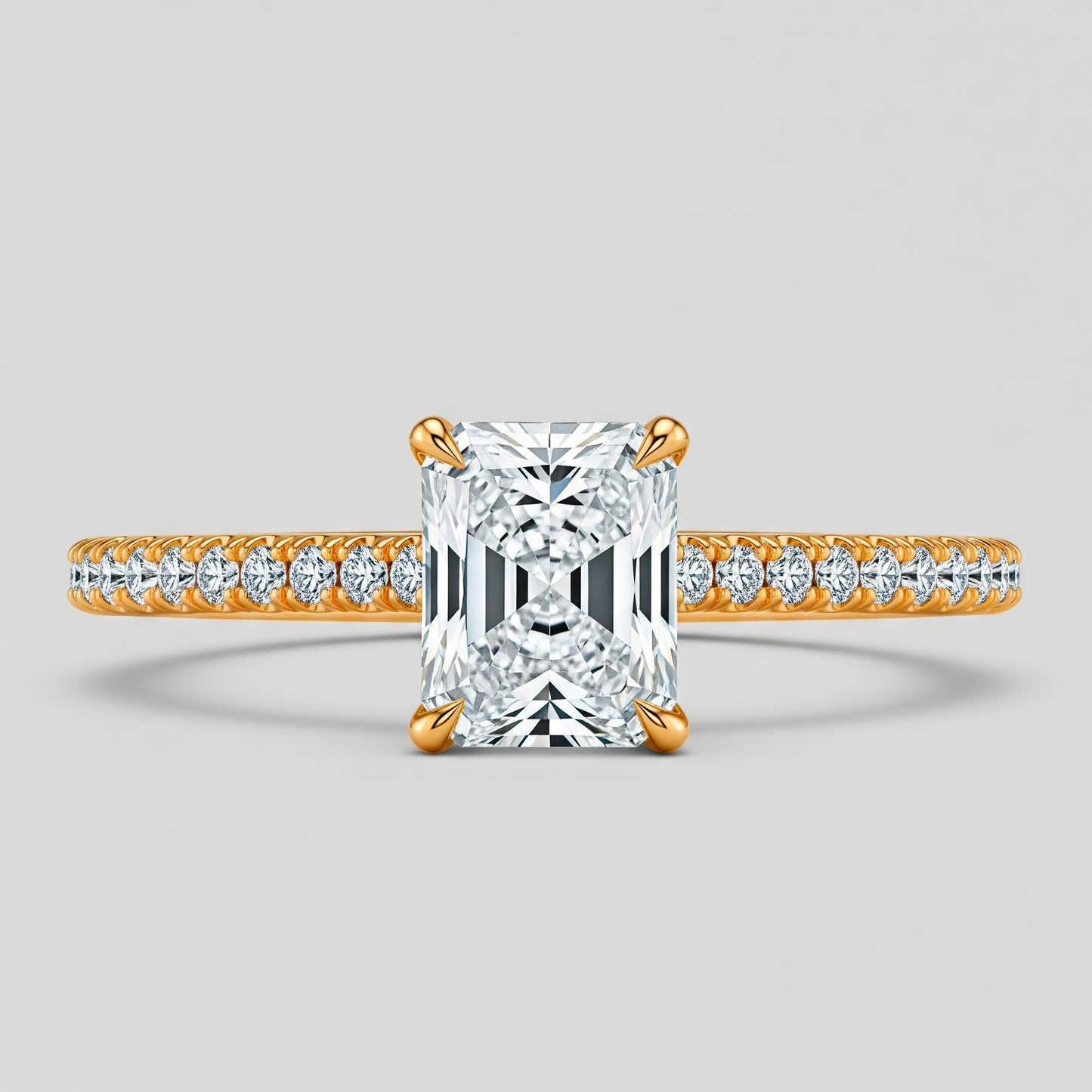Solitaire radiant serti